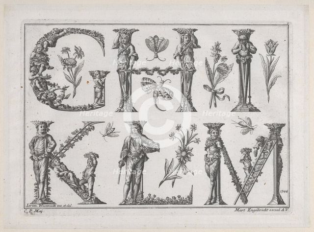 Decorated Roman alphabet, 18th century., 18th century. Creator: Jeremias Wachsmuth.
