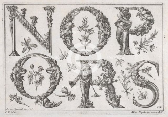Decorated Roman alphabet, 18th century., 18th century. Creator: Jeremias Wachsmuth.