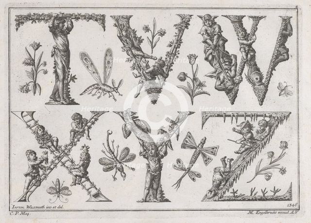 Decorated Roman alphabet, 18th century., 18th century. Creator: Jeremias Wachsmuth.