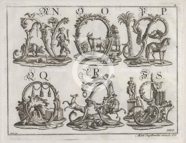 Decorated Roman alphabet, 18th century. Creator: Johann David Nessenthaler.