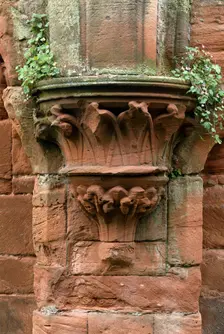 Decorated stone corbel situated in the dormitory undercroft, Furness Abbey, Cumbria, c2000s(?). Artist: Historic England Staff Photographer