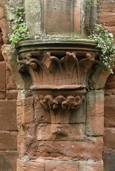Decorated stone corbel situated in the dormitory undercroft, Furness Abbey, Cumbria, c2000s(?). Artist: Historic England Staff Photographer