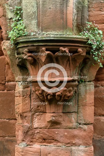 Decorated stone corbel situated in the dormitory undercroft, Furness Abbey, Cumbria, c2000s(?). Artist: Historic England Staff Photographer.