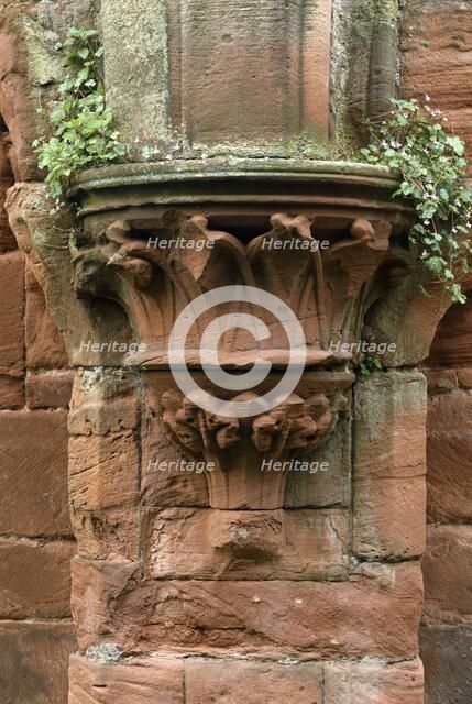 Decorated stone corbel situated in the dormitory undercroft, Furness Abbey, Cumbria, c2000s(?). Artist: Historic England Staff Photographer.