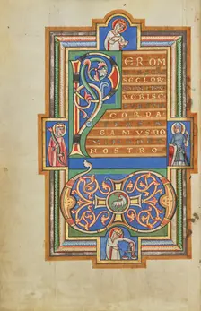 Decorated Text Page with a VD Monogram; Stammheim Missal, probably 1170s. Creator: Unknown