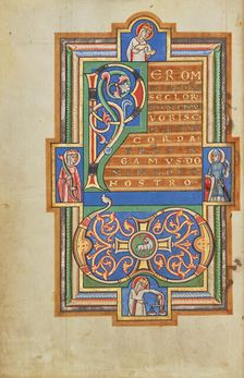 Decorated Text Page with a VD Monogram; Stammheim Missal, probably 1170s. Creator: Unknown