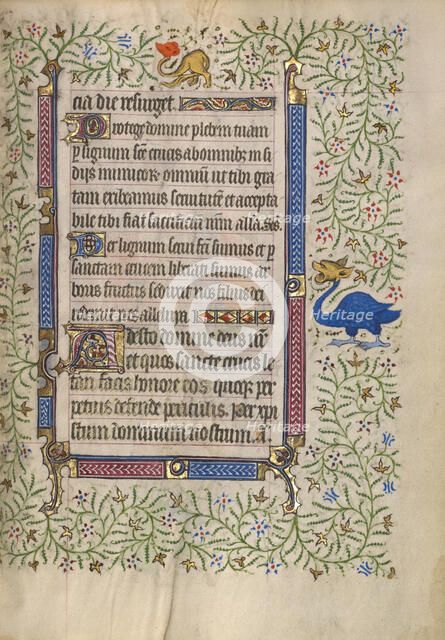 Decorated Text Page; Book of Hours, about 1410. Creator: Unknown.
