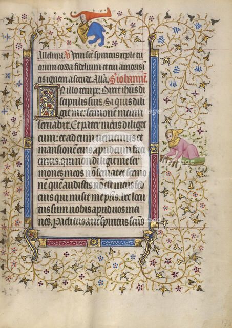 Decorated Text Page; Book of Hours, about 1410. Creator: Unknown.