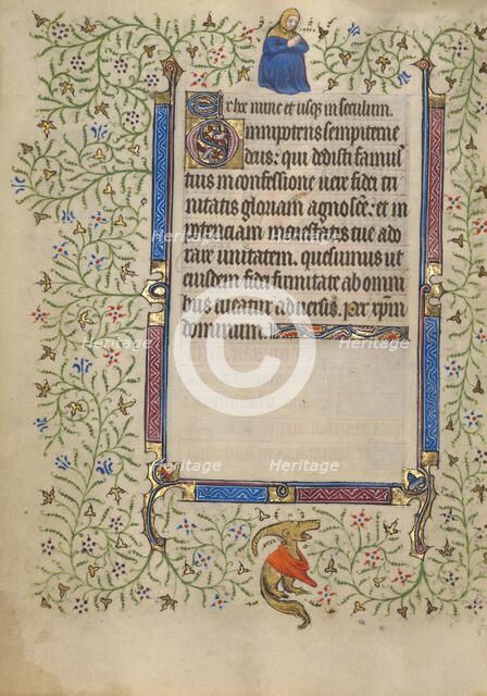 Decorated Text Page; Book of Hours, about 1410. Creator: Unknown.