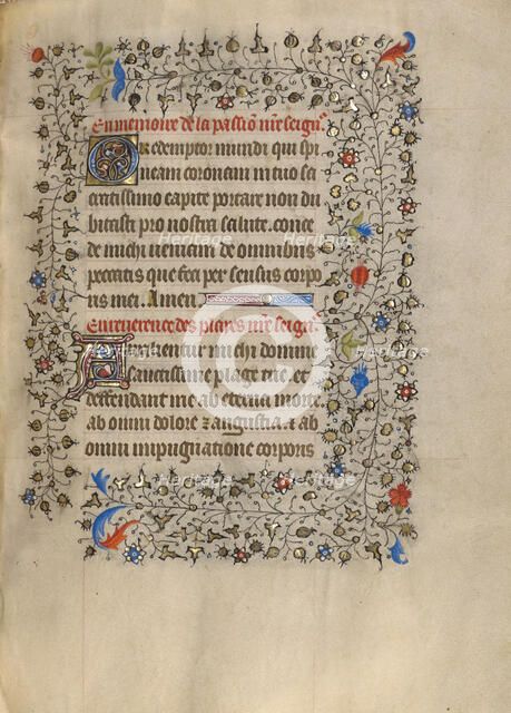 Decorated Text Page; Book of Hours, about 1420. Creator: Unknown.