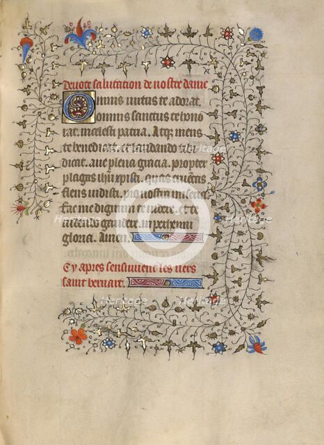 Decorated Text Page; Book of Hours, about 1420. Creator: Unknown.