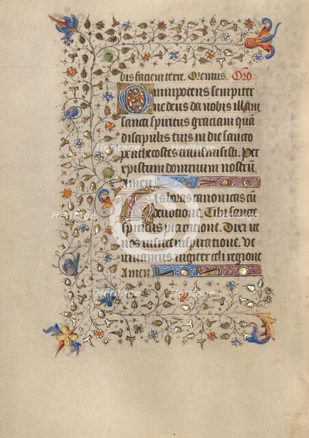 Decorated Text Page; Book of Hours, about 1420. Creator: Unknown.