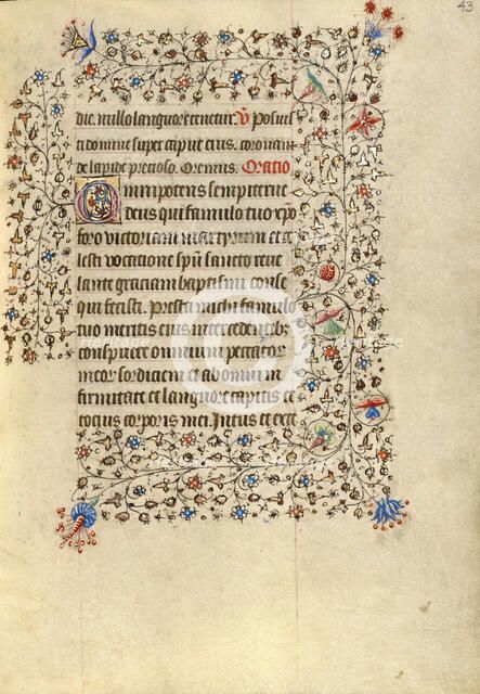 Decorated Text Page; Book of Hours, about 1420. Creator: Unknown.
