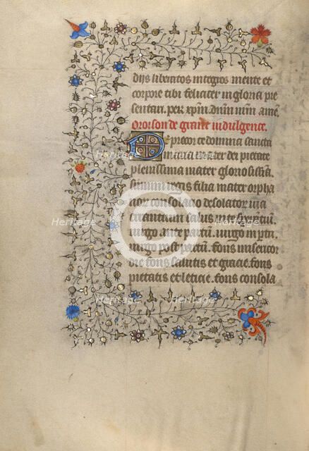 Decorated Text Page; Book of Hours, about 1420. Creator: Unknown.
