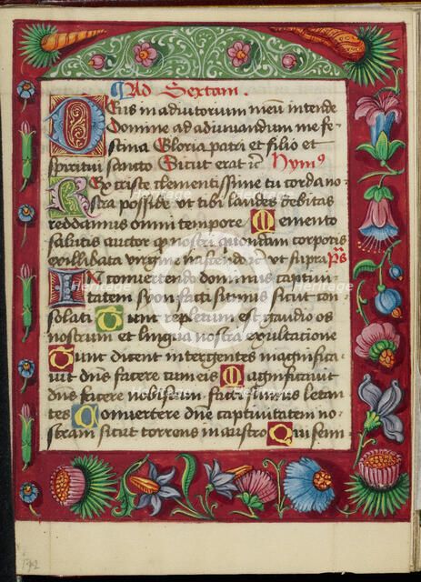 Decorated Text Page; Book of Hours, early 16th century. Creator: Unknown.