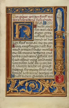 Decorated Text Page; Prayer Book of Cardinal Albrecht of Brandenburg, about 1525-1530. Creator: Simon Bening