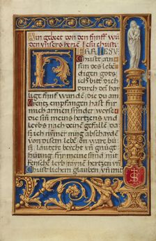 Decorated Text Page; Prayer Book of Cardinal Albrecht of Brandenburg, about 1525-1530. Creator: Simon Bening