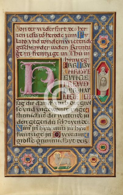 Decorated Text Page; Prayer Book of Cardinal Albrecht of Brandenburg, about 1525-1530. Creator: Simon Bening.