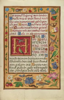 Decorated Text Page; Prayer Book of Cardinal Albrecht of Brandenburg, about 1525-1530. Creator: Simon Bening