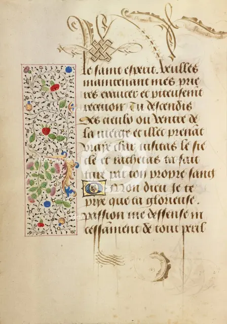 Decorated Text Page; Prayer Book of Charles the Bold, 1469. Creator: Unknown.