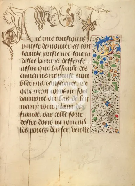 Decorated Text Page; Prayer Book of Charles the Bold, 1469. Creator: Unknown.