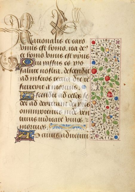Decorated Text Page; Prayer Book of Charles the Bold, 1469. Creator: Unknown.