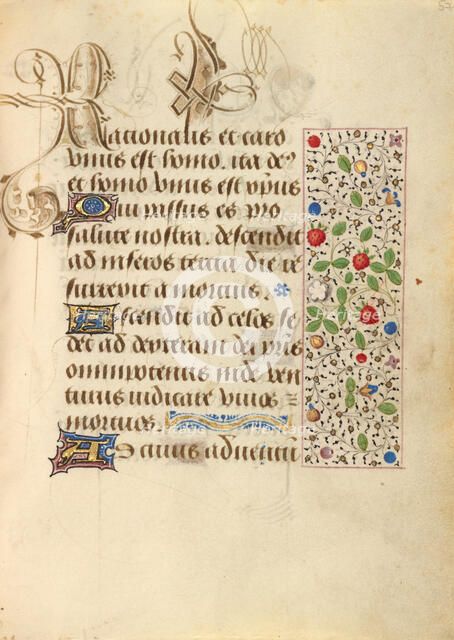 Decorated Text Page; Prayer Book of Charles the Bold, 1469. Creator: Unknown.
