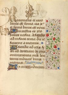 Decorated Text Page; Prayer Book of Charles the Bold, 1469. Creator: Unknown