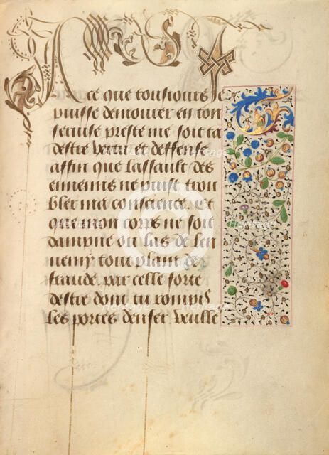 Decorated Text Page; Prayer Book of Charles the Bold, 1469. Creator: Unknown.