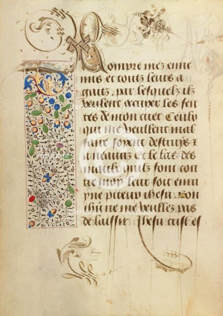 Decorated Text Page; Prayer Book of Charles the Bold, 1469. Creator: Unknown.