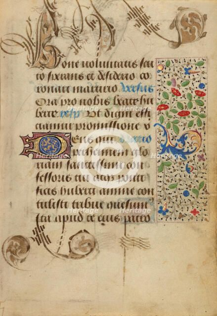 Decorated Text Page; Prayer Book of Charles the Bold, 1469. Creator: Nicolas Spierinc.