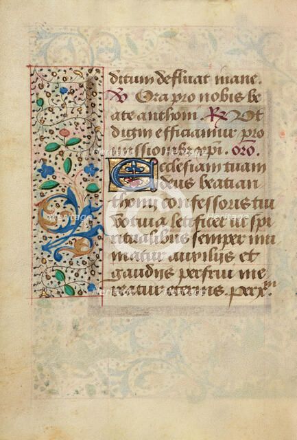 Decorated Text Page; Prayer Book of Charles the Bold, about 1480-1490. Creator: Unknown.