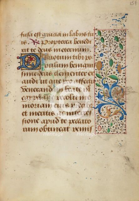 Decorated Text Page; Prayer Book of Charles the Bold, about 1480-1490. Creator: Unknown.