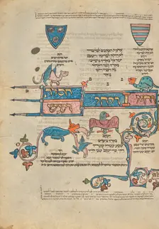 Decorated Text Page; Rothschild Pentateuch, 1296. Creators: Unknown, Elijah ben Meshallum, Elijah ben Jehiel