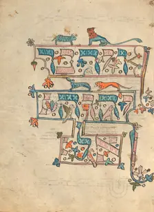 Decorated Text Page; Rothschild Pentateuch, 1296. Creators: Unknown, Elijah ben Meshallum