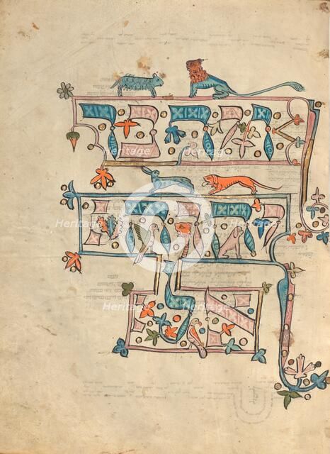 Decorated Text Page; Rothschild Pentateuch, 1296. Creators: Unknown, Elijah ben Meshallum.