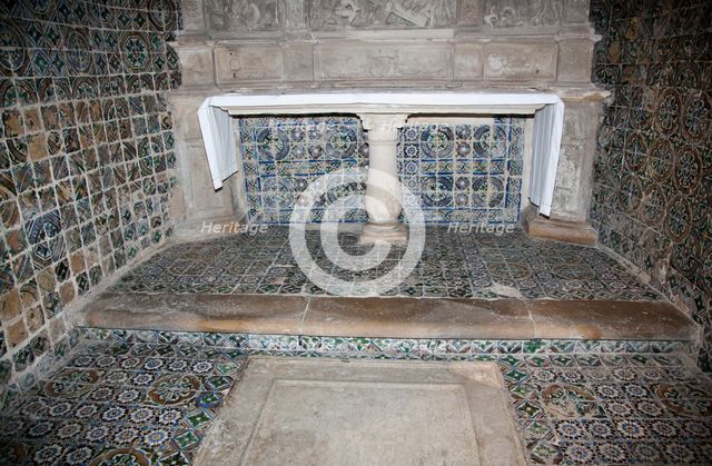Decorative tiles, Old Cathedral of Coimbra, Portugal, 2009.  Creator: Samuel Magal.