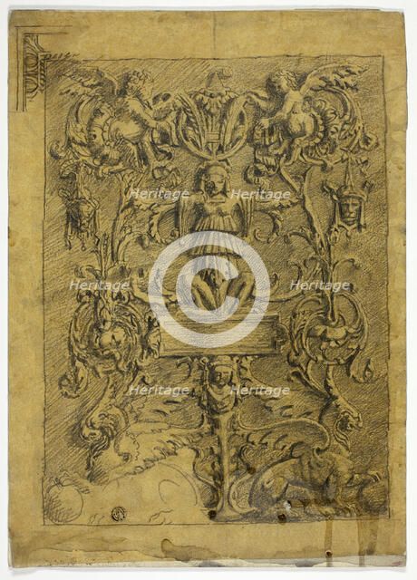 Decorative Design with Putti and Griffins, n.d. Creator: Alfred George Stevens.