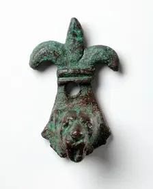Decorative Element with Fleur de Lis and Lion's Head, Roman Period (30 BCE-395 CE) or later. Creator: Unknown