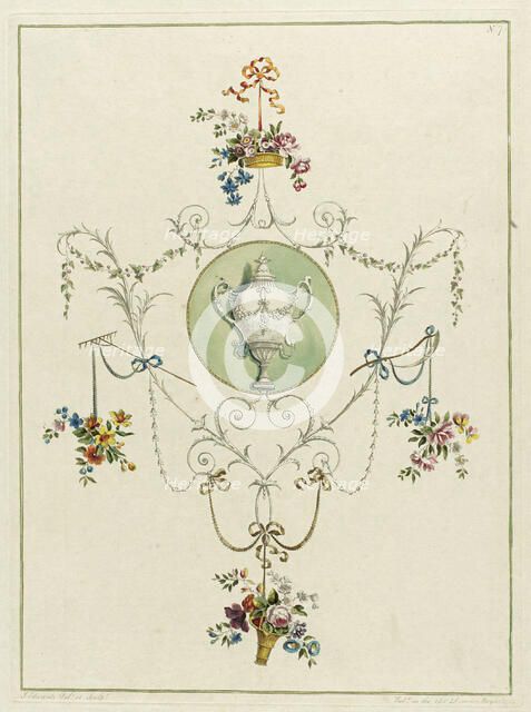 Decorative Floral Print, from A Collection of Flowers Drawn after Nature, 1793. Creator: John Edwards.