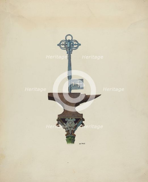 Decorative Ironwork & Locksmith Sign, c. 1939. Creator: Ray Price.