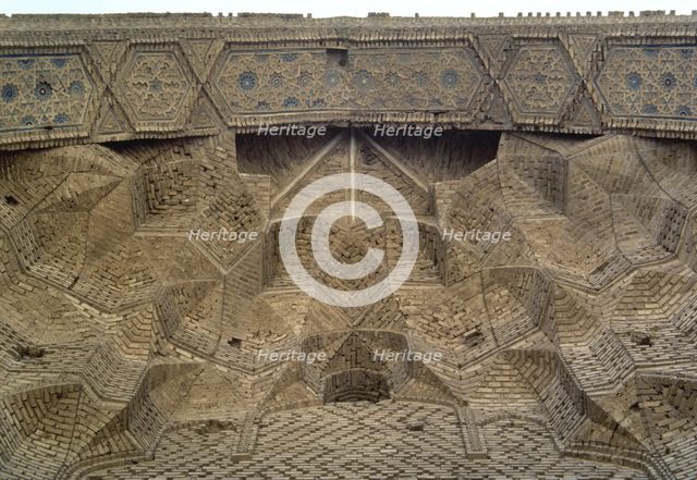 Decorative muqarnas vaulting, The Masjid-I Mosque, Varamin, Iran, Mongol Period, 1322 (2000). Creator: Unknown.