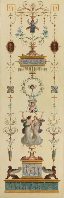 Decorative Panels, Double-leaf Doors, Overdoor Paintings, 1790s. Creator: Pierre Rousseau (French, 1751-1829)
