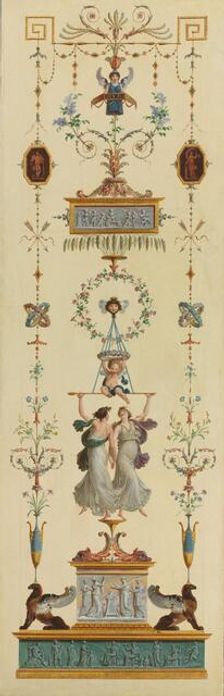 Decorative Panels, Double-leaf Doors, Overdoor Paintings, 1790s. Creator: Pierre Rousseau (French, 1751-1829)