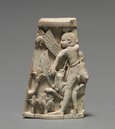 Decorative Plaque: Man; and Griffin in Combat, 900-800 BC. Creator: Unknown