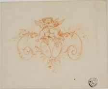 Decorative Scrolls with Two Amoretti, n.d. Creator: Unknown