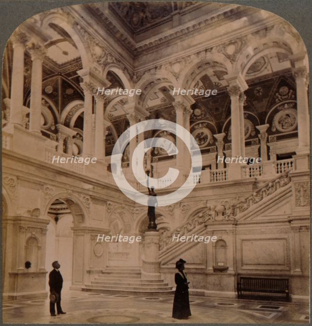 'Decorative splendors of the Entrance Hall of the great Congressional Library, Washington, U.S.A.',  Artist: Unknown.
