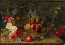 Decorative Still-Life Composition with a Basket of Fruit, mid 17th century. Artist: Jan van Kessel