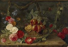 Decorative Still-Life Composition with a Basket of Fruit, mid 17th century. Artist: Jan van Kessel