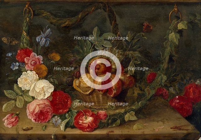 Decorative Still-Life Composition with a Basket of Fruit, mid 17th century. Artist: Jan van Kessel.